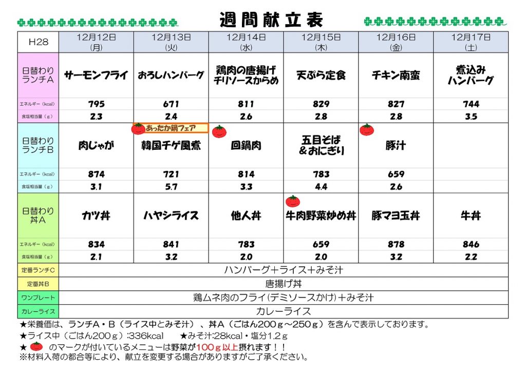 H2812.12-12.17週間献立表